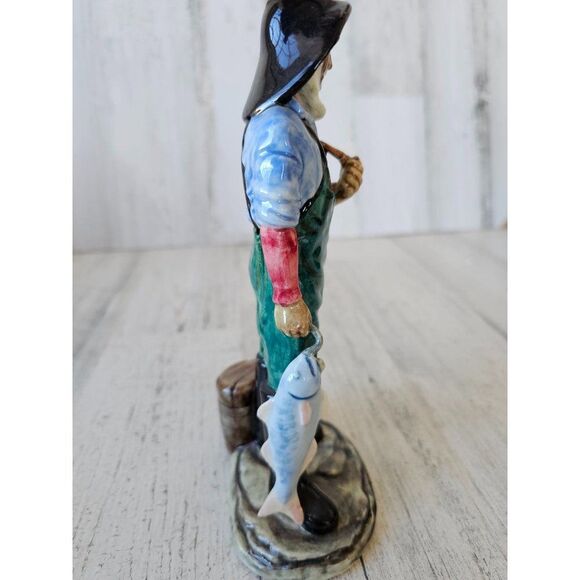 Vintage gort American fisherman Fisher fish CA 1870 bone China figurine sculptur - Picture 4 of 8